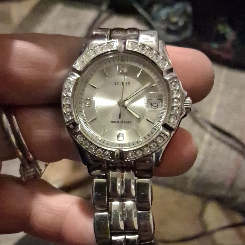 Guess Silver Women's Watch with Crystal Accents
